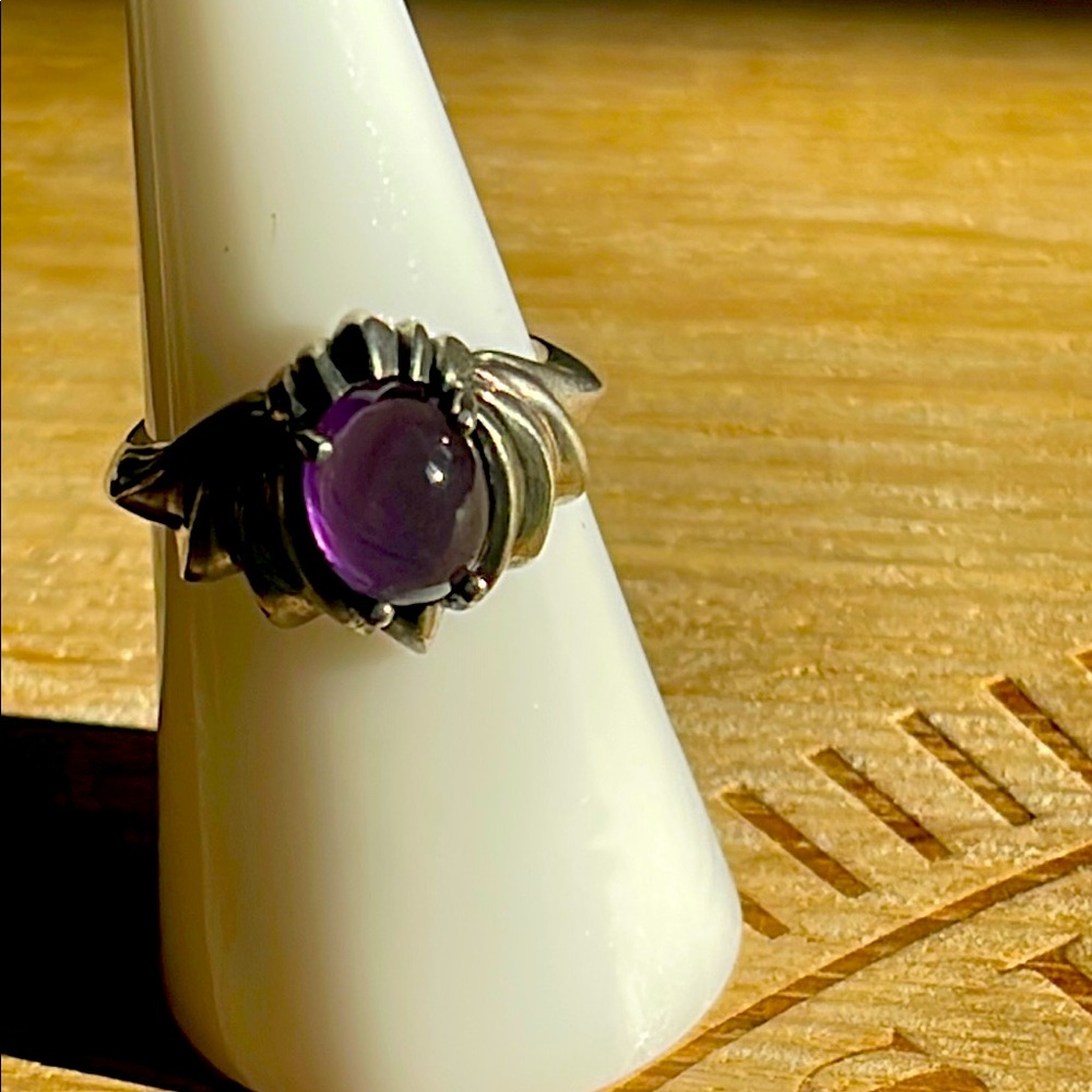 Vintage Kabana Southwestern Sterling Silver Amethyst Cabachon Ring